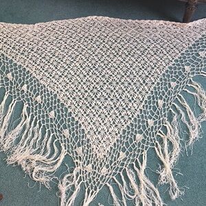 Elegant Cream Crochet Shawl